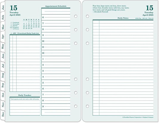 FranklinCovey - Original Two Page Per Day Ring-Bound Planner (Compact, Apr 2025 - Mar 2026)