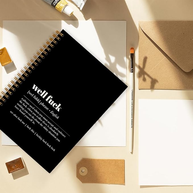 Tizzer Funny Well F Definition Lined Hardcover College Ruled Spiral Notebook Journal for Work Notes Journaling 5.5×8.3 Inch,Sympathy Gifts for Bad Day,Loss Job,Pet Loss,Breakups,Condolence (Black)