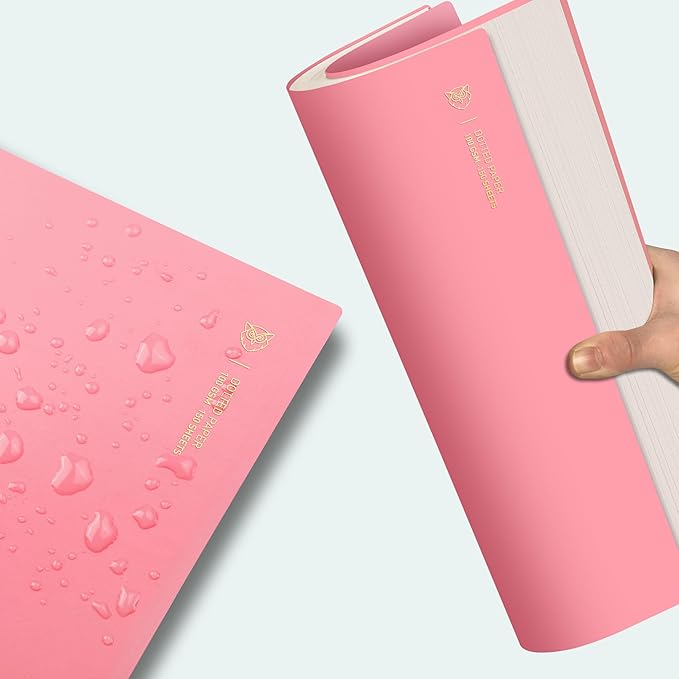 EMSHOI A4 Spiral Notebook Bullet Dotted Journal, 11.2" X 8.27", 300 Pages/150 Sheets, 100gsm Dot Grid Paper, Waterproof Softcover, Twin-Wire Binding, for School Work Writing Note Taking-Pink