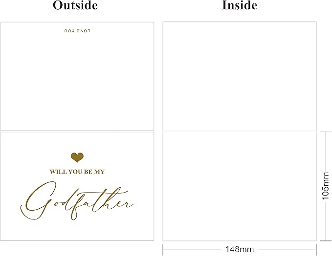 LADY&HOME Set of 2 Godparents Proposal Cards with Envelope,Will You Be My Godfather/Godmother Card Godparents Proposal Gift (C2:Godfather & Godmother)