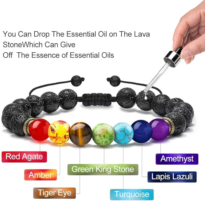 M MOOHAM Natural Stone Bracelets for Men - 8mm Tiger Eye | Matte Agate | Lava Rock Bracelets for Men Teen Boys Gifts Birthday Anniversary Christmas Gifts for Men Teens