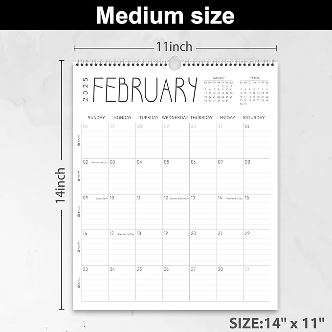 Guasslee Wall Calendar 2025, 11.5" X 14" Vertical Wall Calendar 2025, 18-Month Desk/Wall Calendar Runs From 2025 Jan - 2026 Jun, Monthly Hanging Planner Spiral Bound For School Home Office Organizing