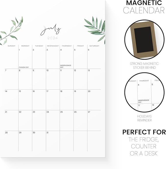 Magnetic Calendar for Refrigerator 2024-2025 - Versatile 6x9 2024 Fridge Calendar Runs Until December 2025 - Easy Planning with Aesthetic Fridge Calendar Magnet - Karto - Greenery
