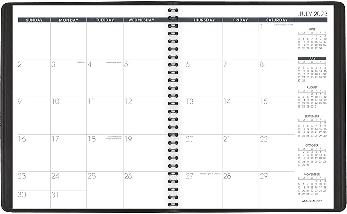 AT-A-GLANCE 2023-2024 Academic Planner, Monthly Appointment Book, 7" x 8-3/4", Medium, Pocket, Flexible Cover, Black (7012705)