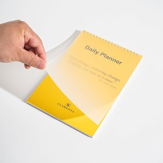 Daily Planner Notebook, To Do List Notepad, Spiral Notebook, Undated-52 Sheets-6.5" x 9.8" Checklist, Notebooks for Work, Personal Organizer Notepad, Daily Task Notebook (Yellow)