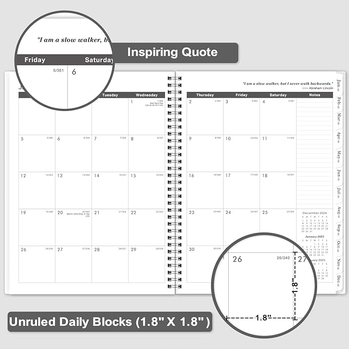 2025-2027 Monthly Planner/Calendar - 3 Year Monthly Planner 2025-2027, JAN 2025 - DEC 2027, 9'' x 11'', 36 Monthly Tabs, 2-Side Pocket