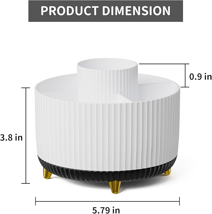 Marbrasse Desk Organizer, 360-Degree Rotating Pen Holder for Desk, Desk Organizers and Accessories with 5 Compartments Pencil Organizer, Art Supply Storage Box Caddy for Office, Home (White+Black)