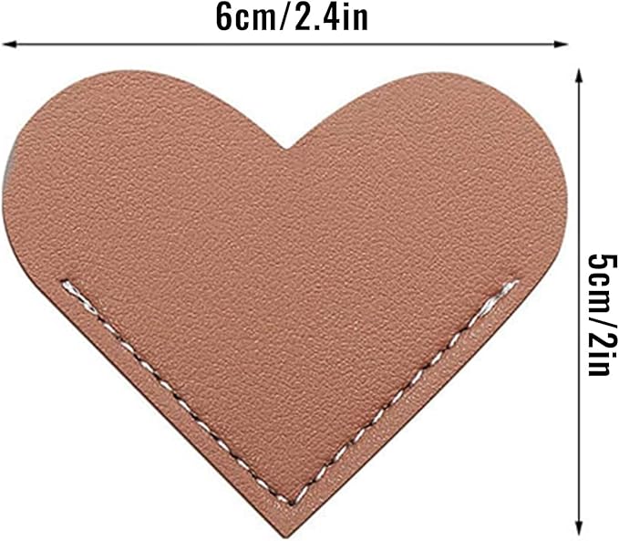 6Pcs Colorful Leather Bookmarks with Heart Shape, Portable Leather Book Page Corner Marker Heart-Shaped Page Clip 2''x2.2'' Gift, Reading Bookmarks Art Gifts, Book Covers and Book Accessories (Heart)