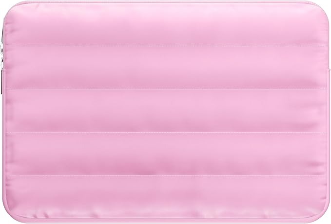 LS-M Puffy 15-16 Inch Laptop Sleeve Case for Women Men Cute Carrying Cover Compatible with MacBook Pro 15" 16", Latitude 7640, 15.6" 15b Protective Portable Case (Pink, 15-16inch)