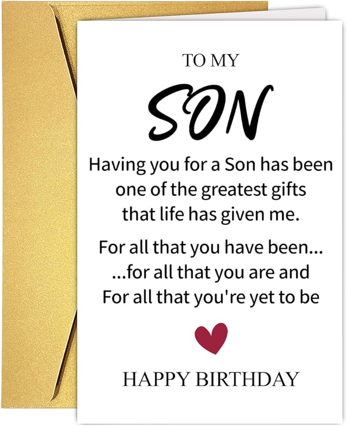 Lovely Birthday Card for Son Stepson Grandson Son in Law, Cute Birthday Gift from Dad Mom Parent, Unique Bday Decor For Boys