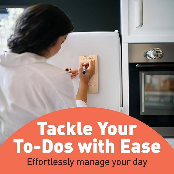 S&O Colorful Magnetic To Do List for Refrigerator - 4 Pack sticky notes for freezer - Fridge sheets with Magnet - Adhesive Sheet Pads for Freezer- Grocery List Notepads - 3.5x7”, 45 Page