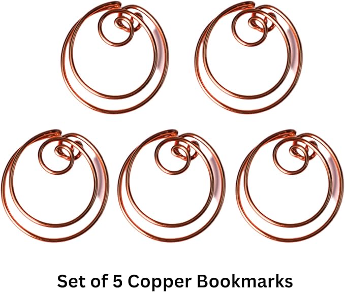 Personalized Initial Copper Bookmark, Set of 5, Handmade Copper Gift for Her, Him, Couple on Birthday, Wedding Anniversary, Alphabet Bookmark (O)