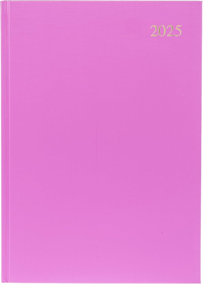 Collins Essential 2025 Business Diary - A4 Week to View Planner with Leathergrain Hardback Cover - Pink - ESSA43.50-25