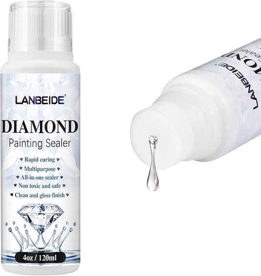 LANBEIDE Diamond Sealer 120ML, 5D Diamond Glue Permanent Hold & Shine Effect Sealer for Painting & Puzzle Glue (4 OZ)