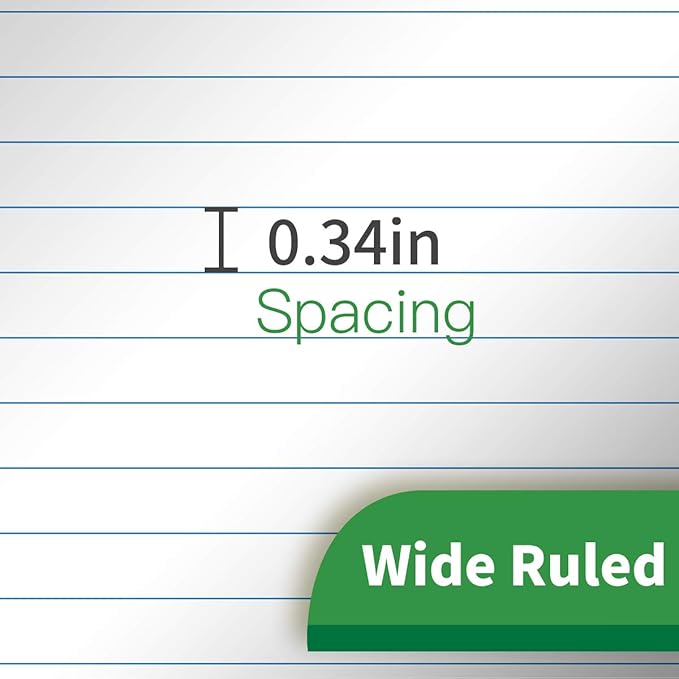 KAISA Legal Pads Writing Pads Recycled Paper Pads, 8.5"x11.75" Wide Ruled, 50 sheets/Pad 8-1/2"x 11-3/4" Large Perforated Writed Pad, White 24pads