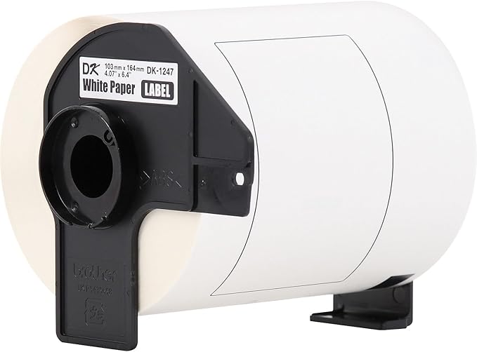 Brother Genuine DK-12473PK Die-Cut Large Shipping Paper Labels, 4.07 in x 6.4 in (103 mm x 164 mm) Large Shipping White Paper Labels, 180 Labels per Roll, (3) Rolls per Box, DK12473PK