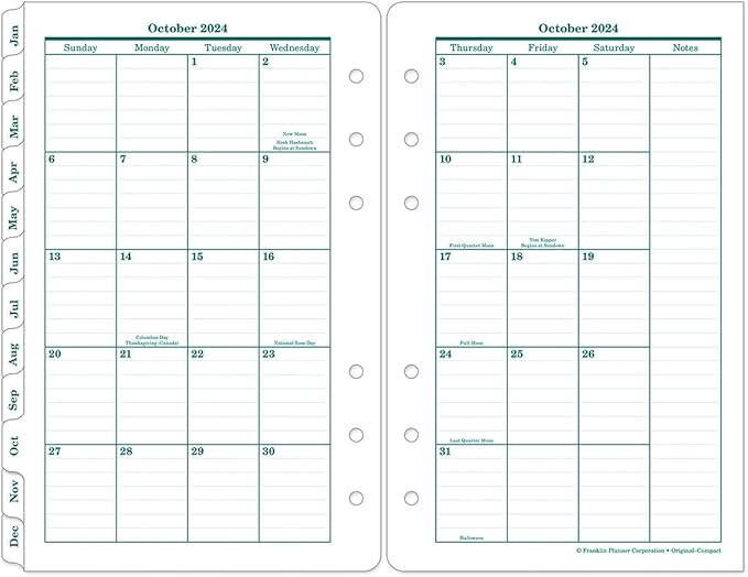 FranklinCovey - Original Two Page Per Day Ring-Bound Planner (Compact, Oct 2024 - Sep 2025)