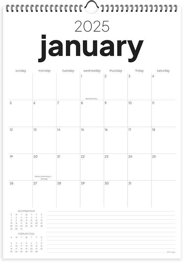 Wall Calendar 2025-2026, 18 Months, Runs From January 2025 to June 2026, 17" x 12" Large Wall Calendar with Hanger, Thick Paper and Spiral Binding. Simple and Stylish Aesthetic Design.