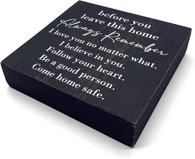 Inspirational Home Farmhouse Decor Desk Decor Wooden Box Sign Always Remember You are Braver Than You Think Rustic Black Wood Block Plaque Box Sign for Women Family Friends Shelf Table Decoration