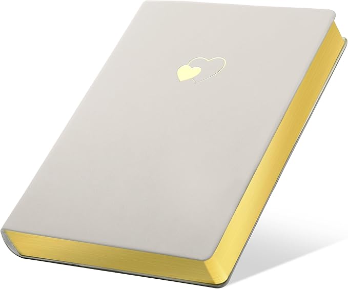 CAGIE Lined Journal Notebook for Women and Girls 256 Pages Cute Diary with Heart-Shaped Leather Journals for Writing A5 Soft Cover Notebooks for Work School (05 Moon Ash, A5)