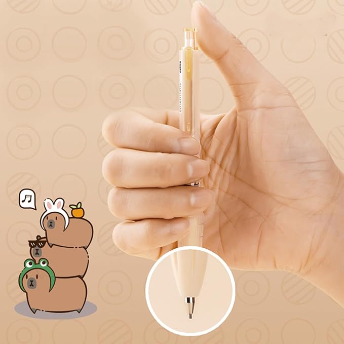 4 Pcs Mechanical Pencils 0.5mm Cute Capybara Mechanical Pencil Kawaii Cartoon Pencils School Pencil for Kids Students Girls Women (4Pcs Capybara)