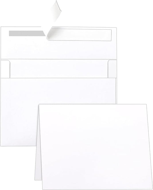 White Blank Greeting Cards with Envelopes 5 x 7 Heavyweight Folded White Cardstock and A7 Envelopes Printable Self Seal 20 Packs for Wedding Invitations, Birthday, Thank You Cards, Mailing