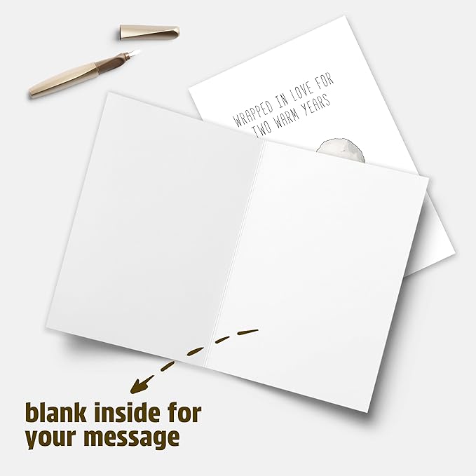 Cute 2nd Anniversary Card, Funny Cotton Balls Anniversary Card for Men Woman, Sweet Second Wedding Anniversary Card for Husband Wife, Happy Cotton Anniversary