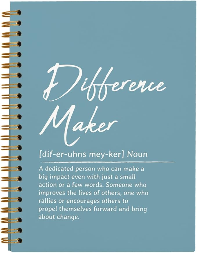 OXW Difference Maker Appreciation Gift, Meeting Notebook for Work, Thank You Gifts for Leader Mentor Manager Boss, Office Supplies Social Worker Notebook, Blue Hardcover Spiral Notebook 5.5 x 8.3