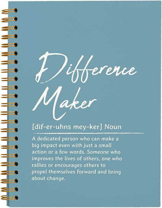 OXW Difference Maker Appreciation Gift, Meeting Notebook for Work, Thank You Gifts for Leader Mentor Manager Boss, Office Supplies Social Worker Notebook, Blue Hardcover Spiral Notebook 5.5 x 8.3
