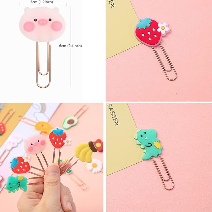 ELANE 36 pcs Silicone Paper Clips Bookmarks Dispenser Bookmark Memo Clip for Kids School Teacher Office Supply Student Stationery.
