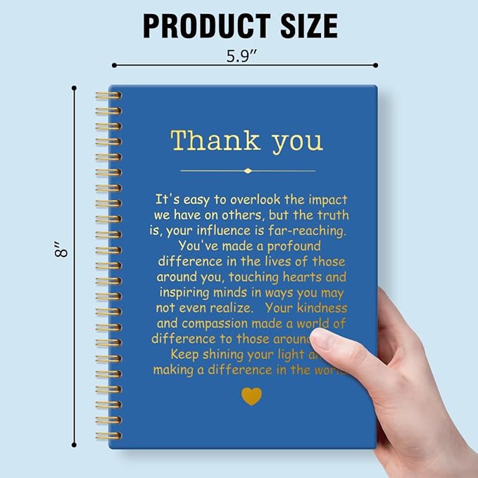 Thank You Navy Blue Hardcover 160 Pages Spiral Notebooks, Funny Thank You Gifts for Women Men Coworkers Leader Mentor, Appreciation Gifts for Employees, Thanksgiving Gifts for Colleagues Leaders