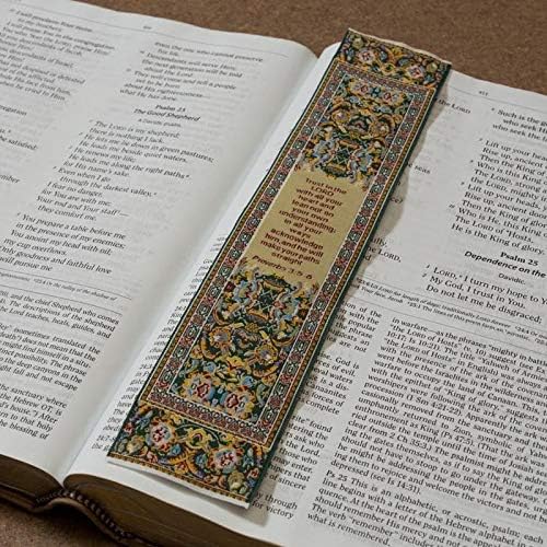 Trust in The Lord, Bulk Pack of 6 Woven Fabric Christian Bookmarks, Silky Soft Proverbs 3:5-6 Yellow Flexible Bookmarker for Novels Books & Bibles, Traditional Turkish Woven Design, Memory Verse Gift