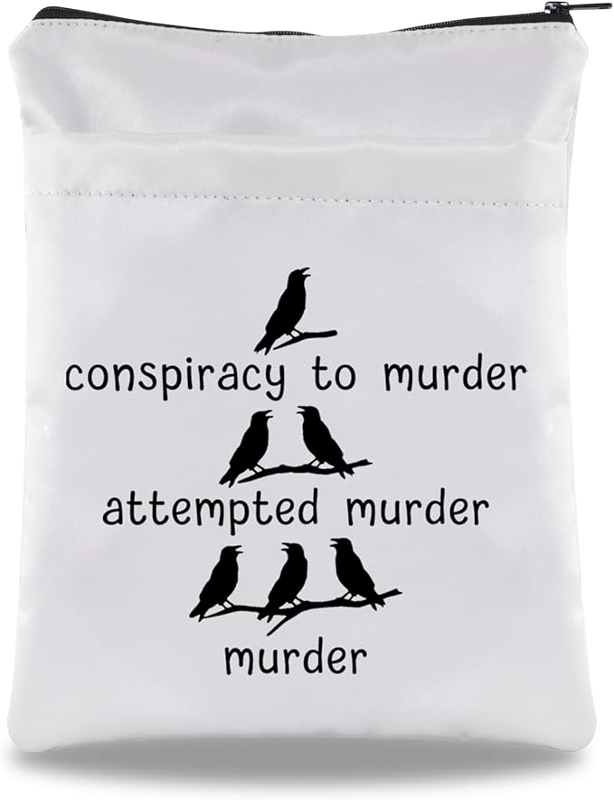 G2TUP Edgar Allan Poe Inspired Gift Attempted Murder Book Sleeve Raven and Crows Book Covers True Crime Gift Literature Gift Zipper Book Protector (Attempted Murder BS)