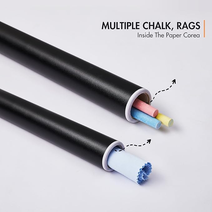 Chalkboard Wallpaper Stick and Peel: DIY Your Own Unique First Day of School Board Classroom Chalk Board Paint Self Adhesive Wall Paper with 8 Colorful Chalks (Black,17.5" x 157.5")