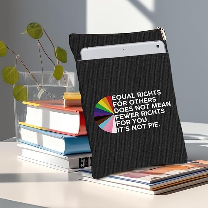 Book Themed Gifts Waterproof Book Sleeve Book Pouch LGBT Equality Rights Reading Gifts for Women Friends Book Covers for Paperbacks Book Accessories Book Protector with Zipper and Front Pocket
