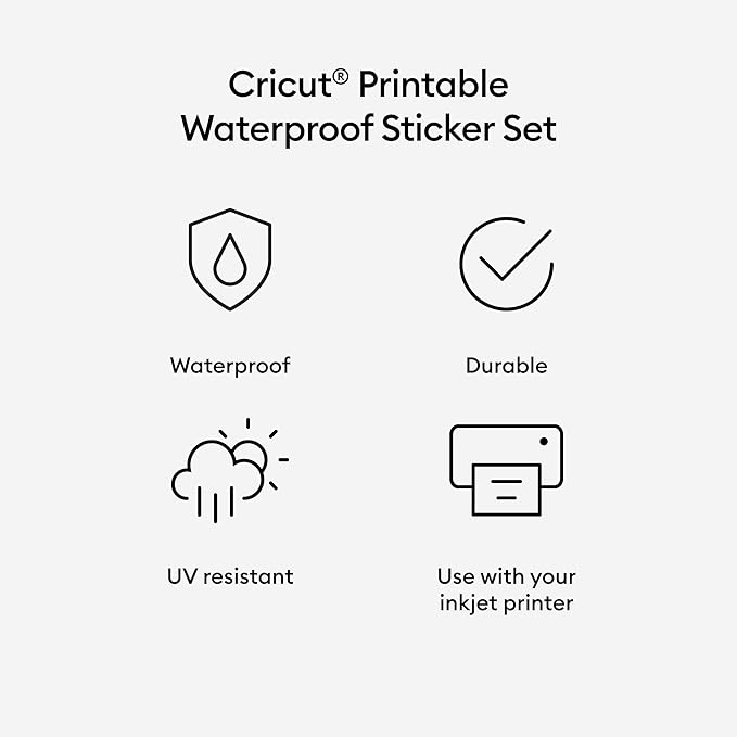 Cricut Waterproof Sticker Paper - US Letter Size (8.5in x 11in), Sticker Paper for Printer, Compatible with Cricut Maker, Explore 3, & Cricut Joy Xtra, Transparent (6 Ct)