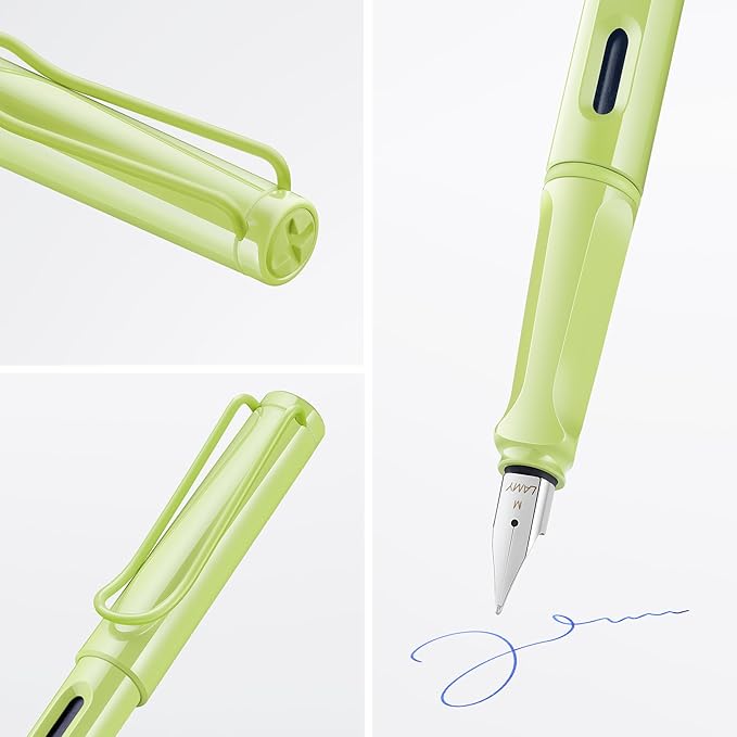 LAMY safari springgreen - Fountain Pen with ergonomic grip & polished steel nib in size M - ideal for any Writing & Calligraphy - including LAMY T 10 blue cartridge - Right-Handed