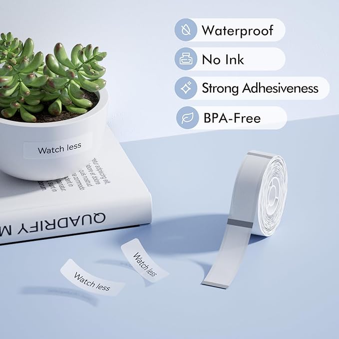 NIIMBOT Label Maker Tape for D11/D110/D101 Label Maker, 14 x 50 mm (0.55'' x 1.97'')-130 Tapes/Roll for Home Office Labeling Tape Replacement, Clear