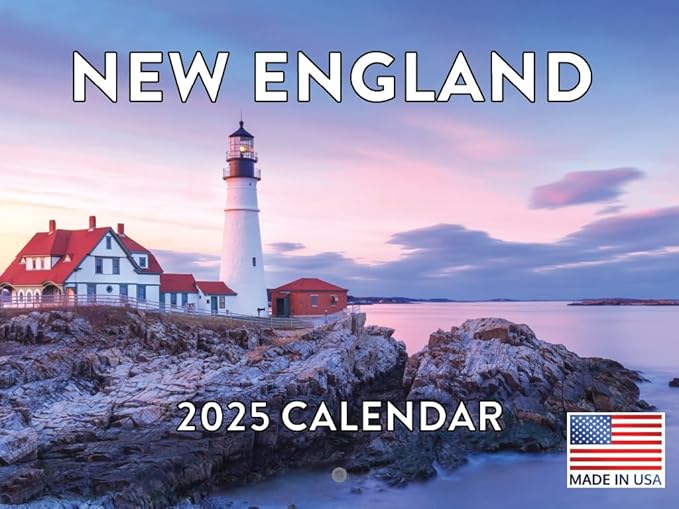 New England Calendar 2025 Monthly Wall Calender 12 Month | American Made In The USA