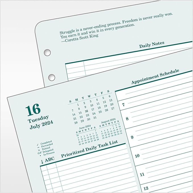 FranklinCovey - Original Two Page Per Day Ring-Bound Planner (Monarch, Jul 2024 - Jun 2025)