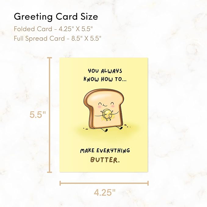 ALY LOU Anniversary Card for Her Him/Girlfriend Wife/Husband Boyfriend, Friendship Thank You Birthday Kawaii Greeting Card (Everything Butter)