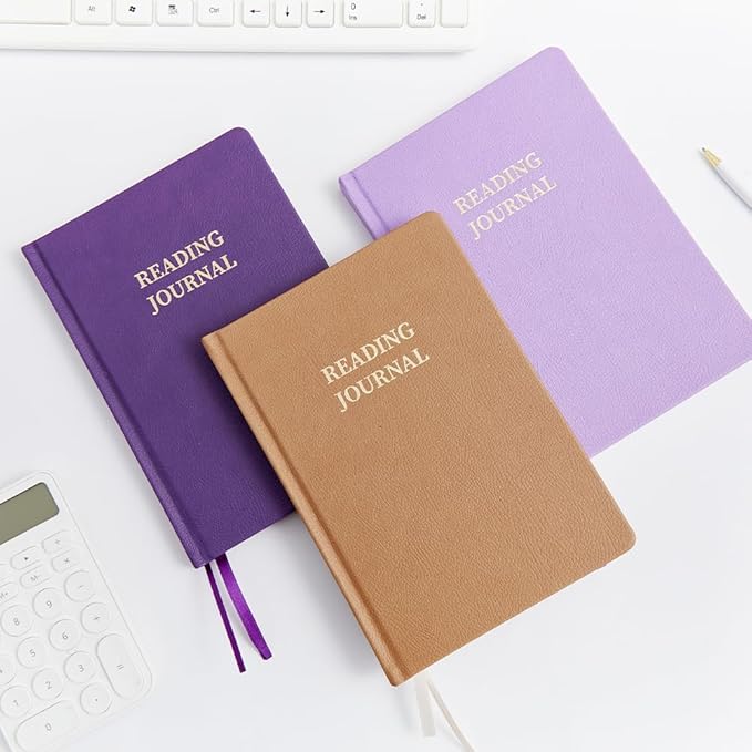 Reading Journal Book Lovers Gifts Book Journal Hardcover Leather For Readers Review and Track Your Reading with 65 Book Reviews, 5.8”x8.3”,DarkPurple