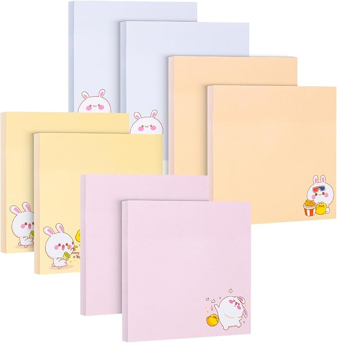 Mr. Pen- Sticky Notes, 3”x3”, 8 Pads, 400 Sheets, Cute Rabbit Sticky Notes, Sticky Pads Sticky Notes Aesthetic, Colorful Sticky Notes Bulk Sticky Notes Cute Sticky Notes for Women
