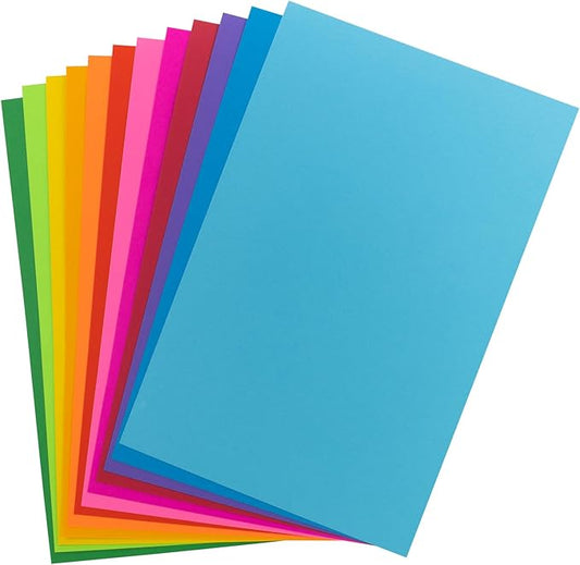 Hygloss Assorted Bright Colored Paper - 24 lb, 89 GSM, Acid-Free, Fade-Resistant, 11x17-Inch Ledger Size Color Copy Paper, 240 Sheets, 12 Colors