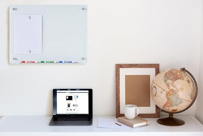 Audio-Visual Direct Magnetic White Glass Dry-Erase Board Set - 36 x 24 Inches -