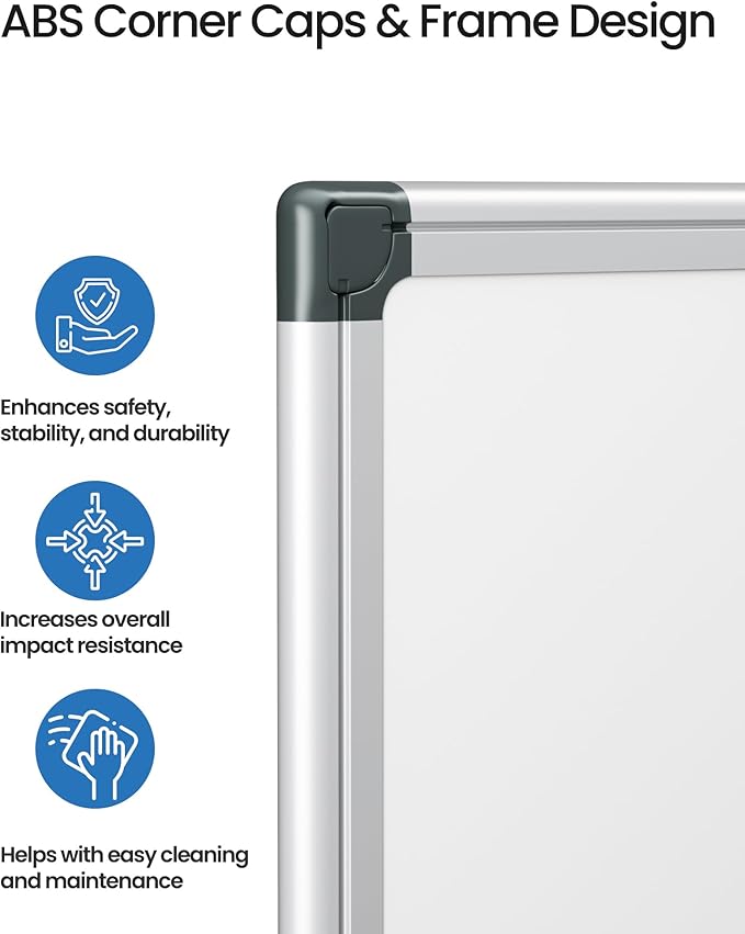 VUSIGN 6PCS Magnetic White Board Hanging 36" x 48" for Office, Class, Home, Sliver Aluminum Frame, 6 Dry-Erase Eraser, 12 Multicolor Marker, 24 Magnetic Pins