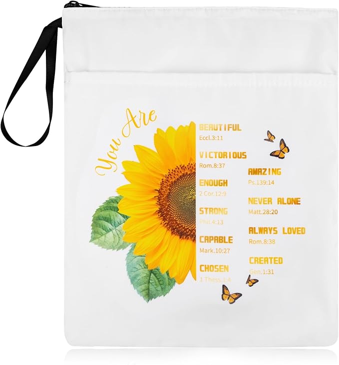 Book Sleeve Pouch Waterproof Book Sleeves with Zipper and Front Pocket,Christian Theme Book Covers for Paperback,Book Protector Bag with Handle for Book Lovers Bibliophile Gifts(11.8 * 9.4 inch)