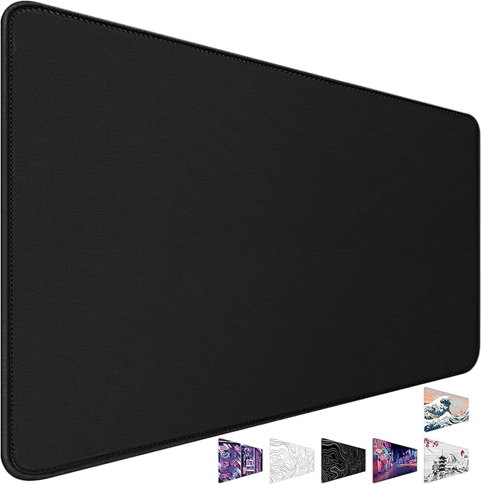 Large Mouse Pad, Desk Pad Large Office Deskmat Gaming Mouse Pad with Stitched Edges, 31.5" x 15.7" Mousepad with Non-Slip Waterproof Rubber Base for PC Laptop Desk Home Office Accessories, Black