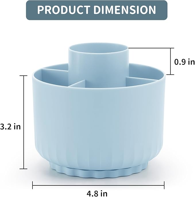 Marbrasse Desk Organizer, 360-Degree Rotating Pen Pencil Holder for Desk, Desk Organizers and Accessories with 5 Compartments Pencil Organizer, Art Supply Storage Box Caddy for Office, Home(Blue)
