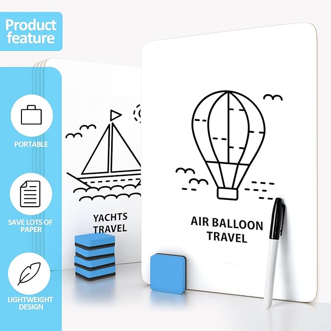 Dry Erase LapBoards, PANDRI 26 Pack Double Sided 12.5 x 9 Inch Whiteboards with 26 Erasers and 26 Markers, Dry Erase Boards for Kids Students Classroom Teacher Supplies